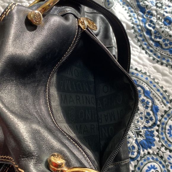 Marino Orlandi Black Soft Leather Shoulder Tote Bag Purse - Picture 9 of 16